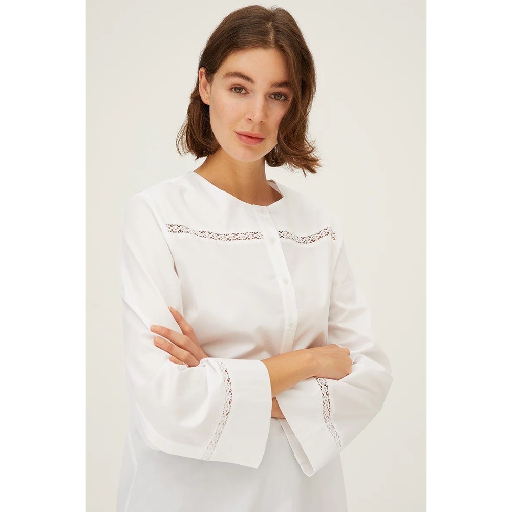 Harshman NEW‎ Kalina Tunic Cotton Blouse in White Size Small MSRP $210